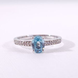 Blue Zircon Ring Sterling Silver Size 8